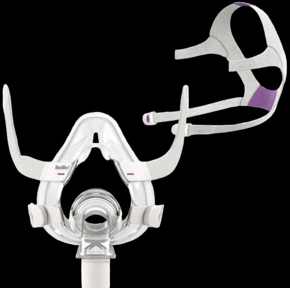ResMed AirFit F20 for Her full face CPAP mask with blush For Her headgear